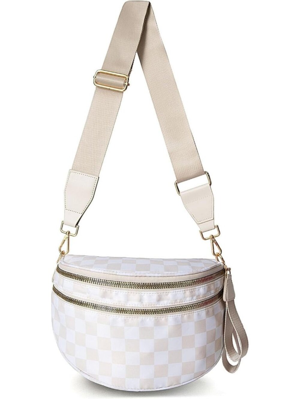 Women's Checkered Pure Color Checkered Nylon Fanny Pack Travel Crossbody Bag